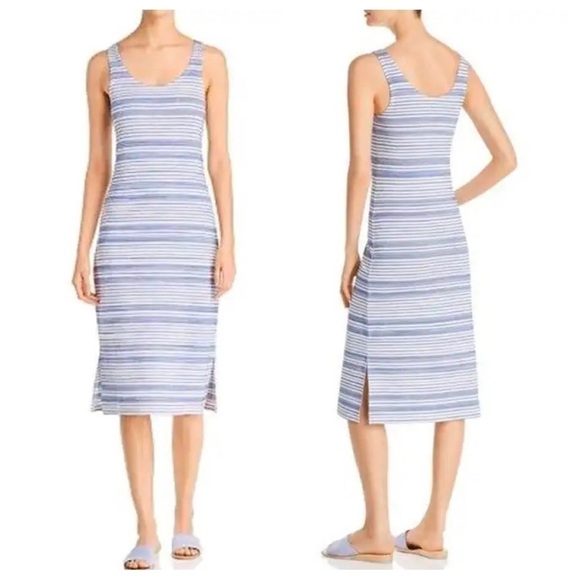NWT Lyssé Mulholland Midi Tank Dress, Blue & White Stripe, Size S - Picture 2 of 10